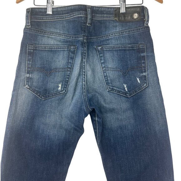 Diesel Mens Buster Regular Slim Tapered Stretch Jeans W28 L32 Blue Distressed - Picture 4 of 16